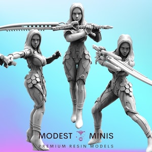 Cyberbabe Cathy 1-3 - Resin 3D Print Alien Miniature | RPG | Sci fi | Cyberpunk | Role Playing | DnD | Papsikel