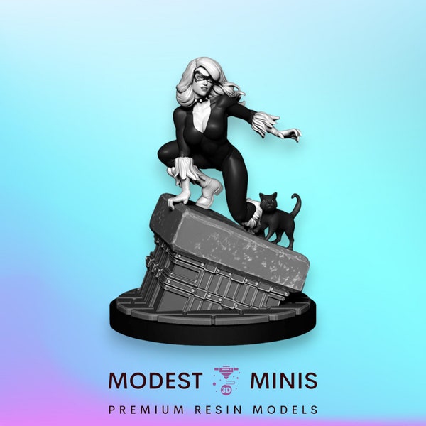 La Chatte Noir - 40mm scale Miniature | DnD Mini | Superhero Miniature | C27