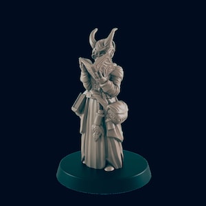 NPC Demonkin Female Scholar Teacher - 3D Print Resin Scale DnD Miniature | Dungeons and Dragons Mini | Townsfolk