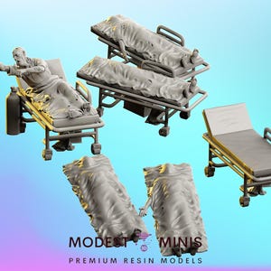 Corpses and Stretchers Infected Ward - 28mm 30mm 32mm - Wasteland | Zombicide | Walking Dead | Vaultz
