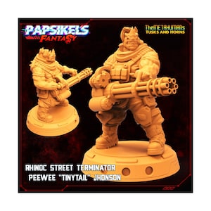 Rhinoc Street Terminator - Miniatura a escala de 32 mm / RPG / Ciencia ficción / Cyberpunk / Juegos de rol / DnD / Papsikel