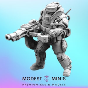 Trauma Troupe Heavy Support B - 32mm Scale Cyberpunk Mini | RPG | Sci fi | Role Playing | DnD | Papsikel
