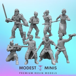 8 stuks SWTOR Companions 2 - Legioenschaal | RPG | Scifi | Rollenspel | DnD | Zwart restant SW miniatuur