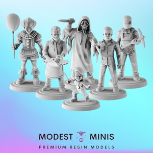 6pc Halloween Pop Set | Resin 3D Printed Mini | Survivor | DnD | Superhero Miniature | Pop Minis