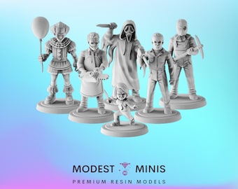 6pc Halloween Pop Set | Resin 3D Printed Mini | Survivor | DnD | Superhero Miniature | Pop Minis