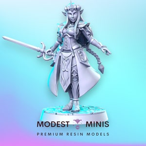 Zalidra Elf Princess - 32mm Scale DnD Miniature | Dungeons and Dragons | JRPG Mini - RN Estudio
