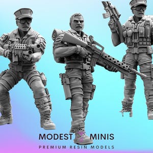 Gunnery Sergeant Leatherneck 1-3 - 32mm Scale Cyberpunk Miniature | RPG | Sci fi | Role Playing | DnD | Papsikel
