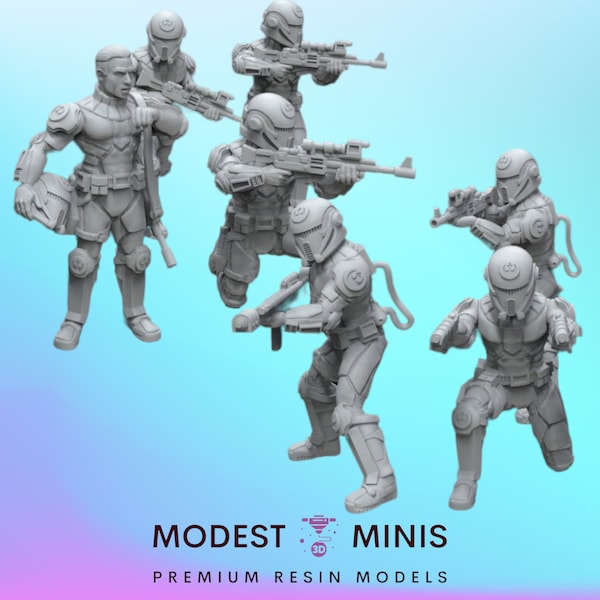 7pc Insurgent Marines Set - Legion Scale | RPG | Scifi | Role Playing | DnD | SW Miniatureature