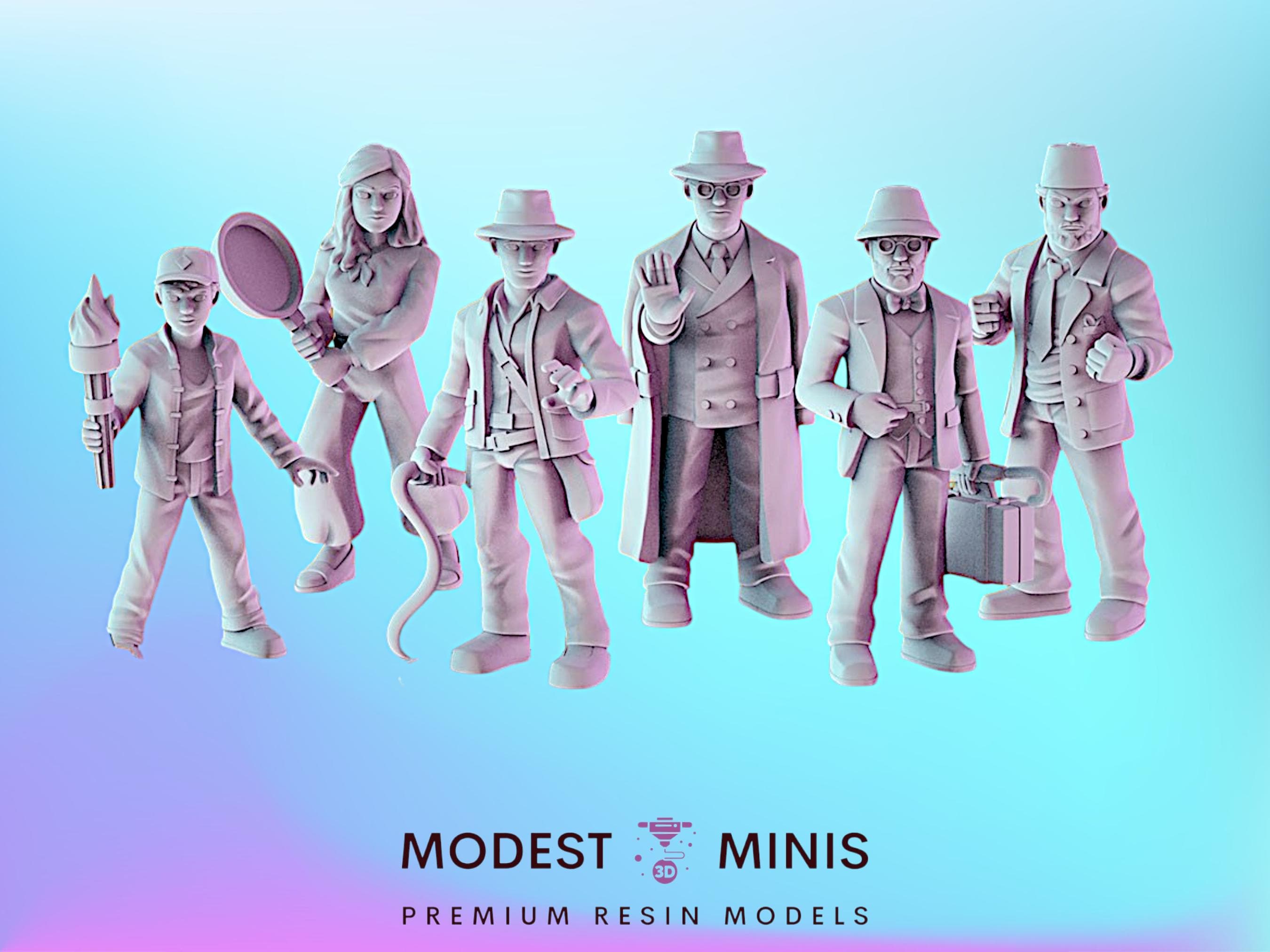 6pc Indie Crew Set | Resin 3D Printed Mini | Survivor | DnD | Superhero Miniature | Pop Minis