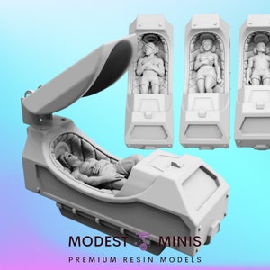 7pc Hibernating Station Sleep Pods - Resin 3D Print Miniature | RPG | Sci fi | Cyberpunk | Role Playing | DnD | Papsikel Xenowars