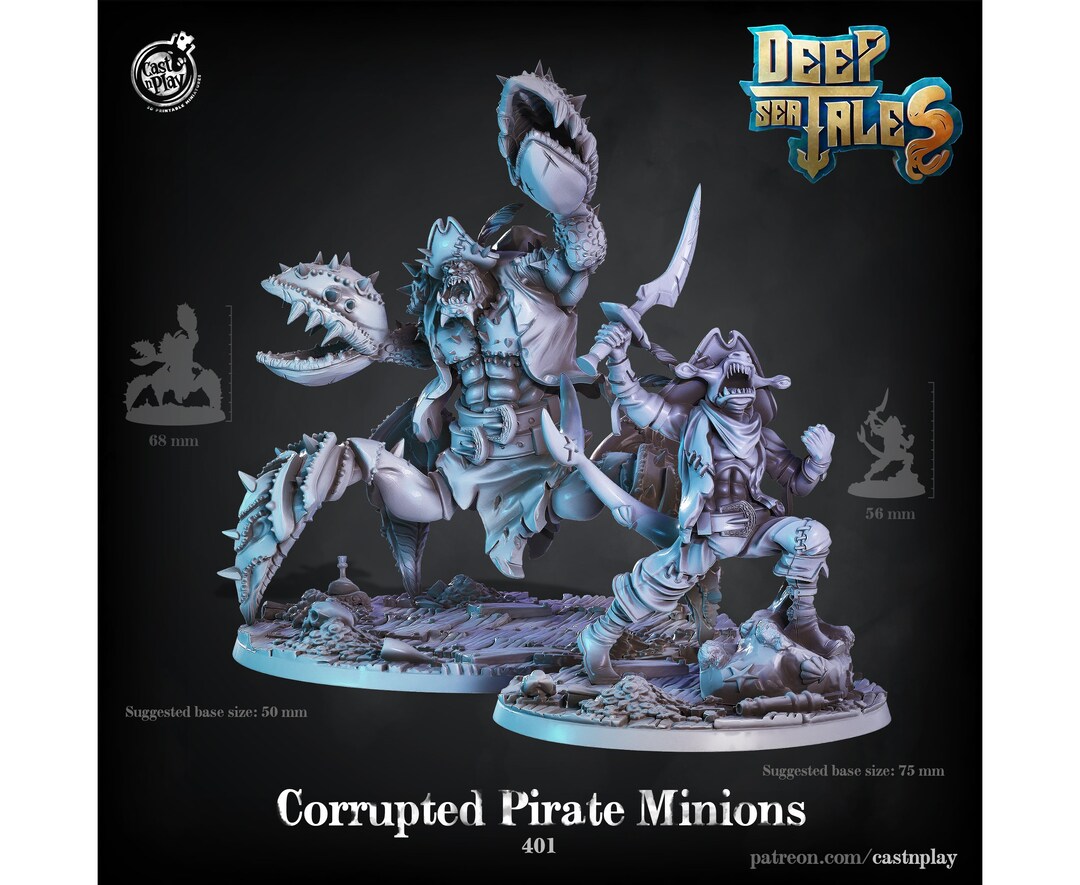Corrupted Pirate Minions - 28mm or 32mm Halloween or RPG Miniatures main image 1