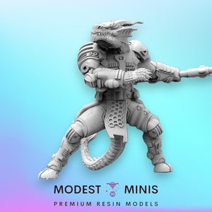 Bakunawa Dragonborn Af Ri Tada - Miniatura ciberpunk a escala de 32 mm / RPG / Ciencia ficción / Extraterrestre / Juego de rol / DnD / Papsikel