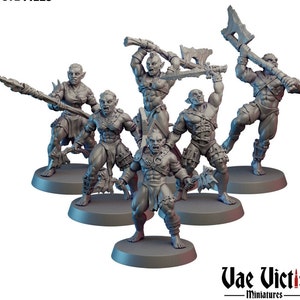 6pc Orc Horde - 28mm or 32mm Scale DnD Miniature | Dungeons and Dragons Mini | 5E Fantasy | Vae Victis