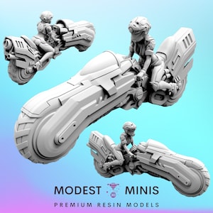 Cyberbabe Biker Dreamdash- 32mm Scale Cyberpunk Mini | RPG | Sci fi | Role Playing | DnD | Papsikel