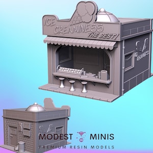 Ice Cream Shop | 28mm - 40mm Scale | Wasteland | Survivor Terrain | Fantasy Scatter | Sci Fi Terrain