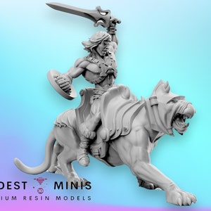 He Darr on War Tigarr - 32mm Scale DnD Miniature | Dungeons and Dragons | 80&#39;s Fantasy Mini - RN Estudio