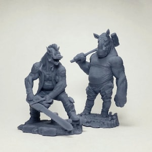 Mutant Pig and Rhino 32mm Miniature Heroic Scale | DnD Mini | Superhero Miniature | Prey