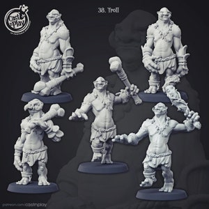 5pc Trolls Set - 32mm Scale DnD Miniature | Nine Hells | Dungeons and Dragons Mini | 5E Fantasy | Cast n Play