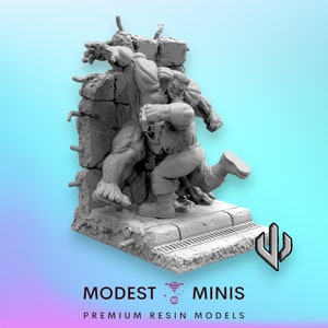 Big Red vs Bulldozer - 40mm  Miniature | DnD Mini | Superhero | Trident