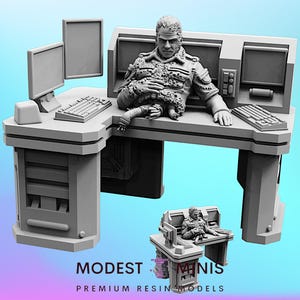 Ufficiale scientifico Android danneggiato - Miniatura aliena in scala 32 mm / RPG / Fantascienza / Cyberpunk / Gioco di ruolo / DnD / Papsikel