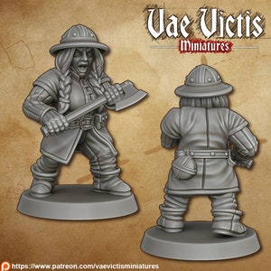 Dwarf Guard Female 01 NPC - 28mm or 32mm Scale DnD Miniature | Dungeons and Dragons Mini | 5E Fantasy | Vae Victis