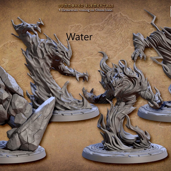 50mm Elementals Set - Resin Print DnD Miniature | Dungeons and Dragons Mini | 5E Fantasy | Artisan Guild