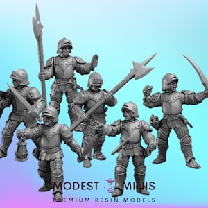 6pc Armored Guards Set - 28-40mm Scale DnD Miniature | Dungeons and Dragons Mini | 5E Fantasy | Vae Victis