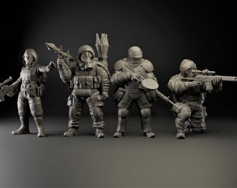 Post Apocalypse Survivors Set - 28mm 32mm Miniature | Military Wargame Mini | Skirmish | Zombicide | Survivors