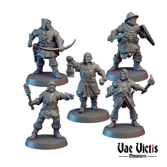 5pc Mercenary Set - 28mm or 32mm Scale DnD Miniature | Dungeons and Dragons  Mini | 5E Fantasy | Vae Victis