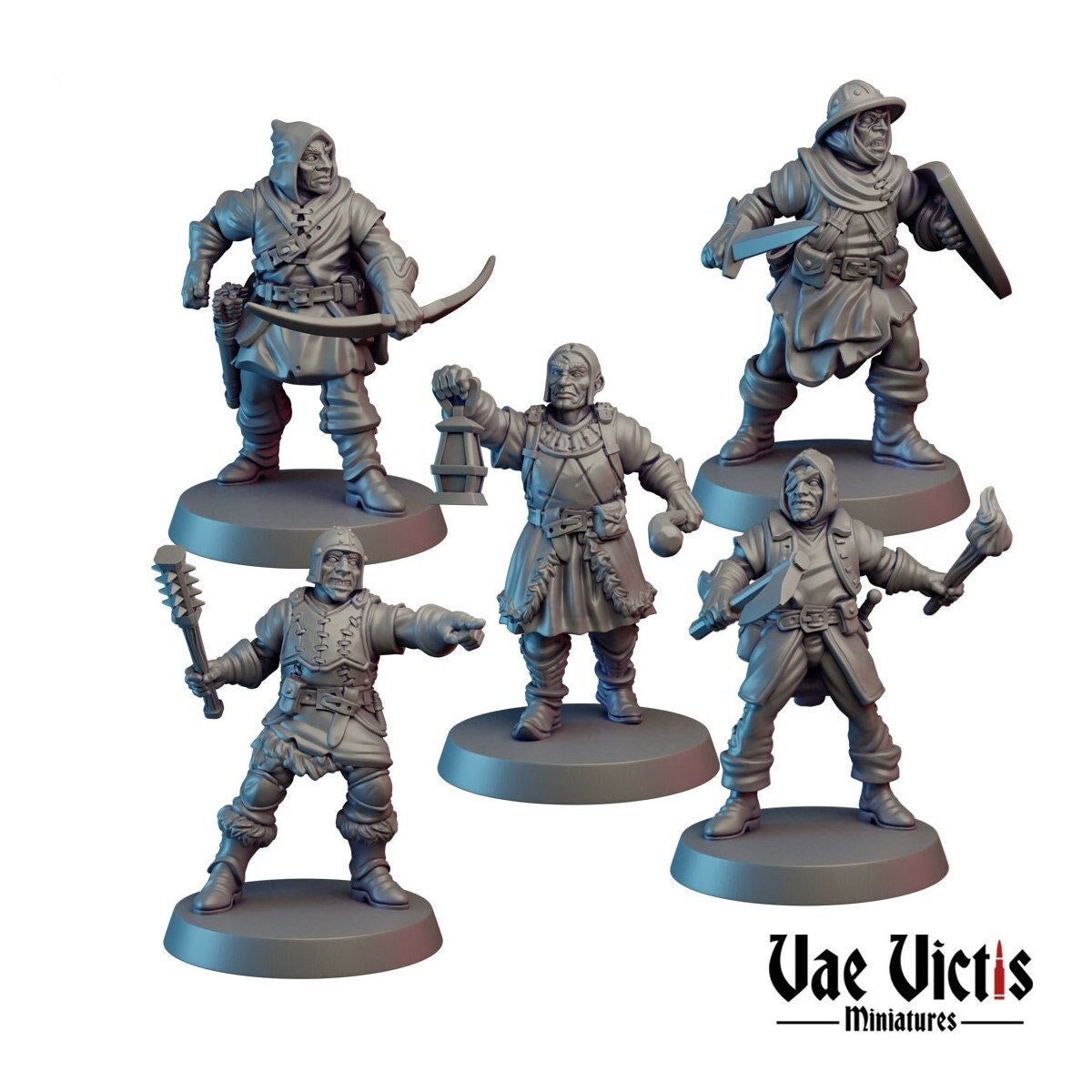 5pc Mercenary Set 28mm or 32mm Scale Dnd Miniature Dungeons and