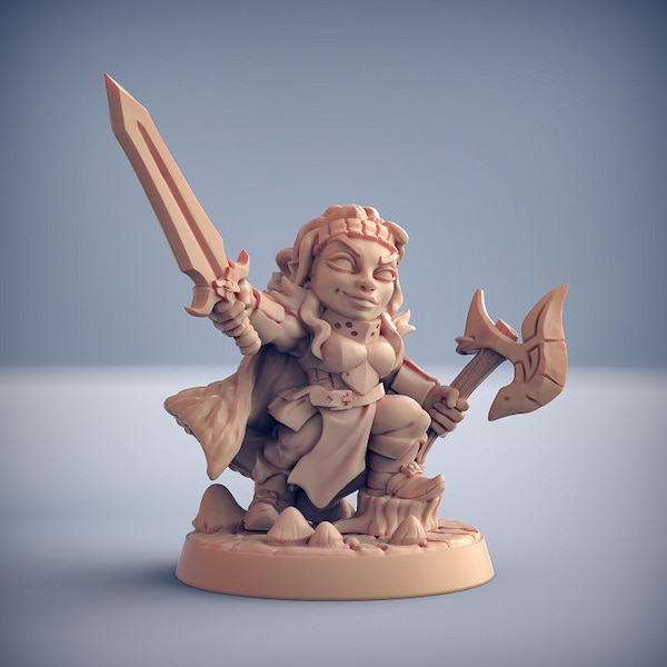 Gnome Barbarian Mina - Resin Print DnD Miniature | Dungeons and Dragons Mini | 5E Fantasy | Artisan Guild