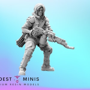 Female Marine Trissa Ravengold - 32mm Scale Alien Miniature | RPG | Sci fi | Law Upholders | Role Playing | DnD | Papsikel