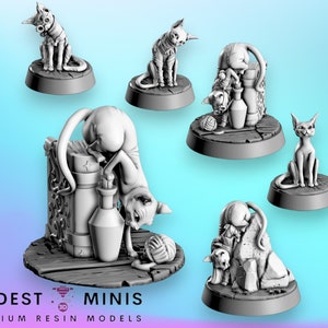 Ynx the Sphynx Cat Alchemist Adventure Pet | Resin 3D Printed Mini | DnD Familiar | Animal Miniature