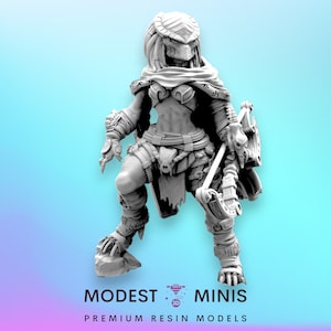 Widow Skull Hunter Ashili - 32mm Scale Alien Miniature | RPG | Sci fi | Cyberpunk | Role Playing | DnD | Papsikel