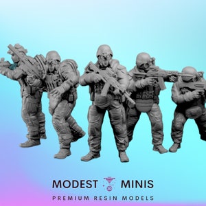 5pc Apex PMC Grunts - 28mm 32mm Miniature | Military Wargame Mini | Skirmish | Zombicide | Survivors