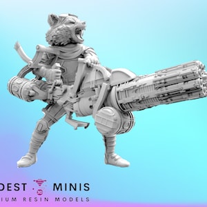 Heavy Gunner Racoon - 40mm  Miniature | DnD Mini | Superhero | Trident