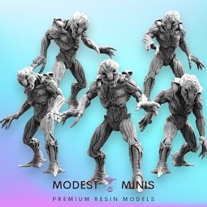 5pc Spectre Slave Aliens - 32mm Scale Alien Miniature | RPG | Sci fi | Cyberpunk | Role Playing | DnD | Papsikel