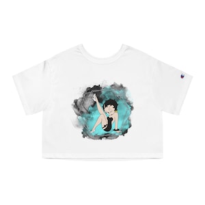 Betty Boop Cropped Tee, Vintage Style Shirt, Casual Womens Top, Fashionable Loungewear, Perfect Gift for Betty Boop Fans