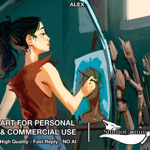 Digital Art Commission/Profile Picture/D&D Party/Portrait/Character Sheet - Alex