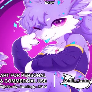 Digital Furry Art Commission /Custom/Profielfoto/Emote/Icon/Fursona/Chibi/Anime furry - Saby