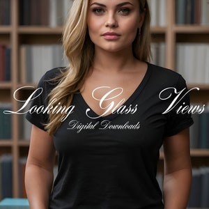 Bookish Mockup Gildan 5V00L V-Neck T-Shirt Mockup Black T-shirt Mockup Reader Mockup Bookworm Mockup Book Lover Mockup Reading Shirt Mockup