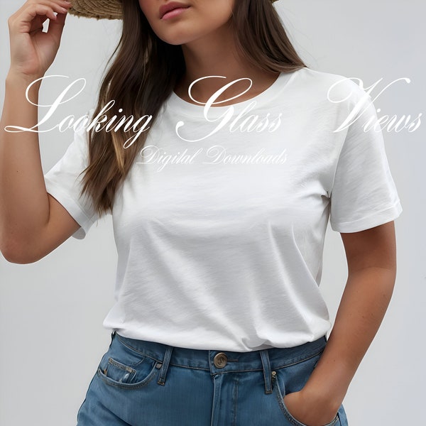 Bella Canvas 3001 White T-shirt Mockup Bella Canvas Mockup White Tee Mockup Trendy Ripped/Torn Jeans Mockup Gildan 5000 White T-Shirt Mockup