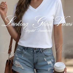 White Bella Canvas 3005 V-Neck Mockup Womens T-shirt Mockup
