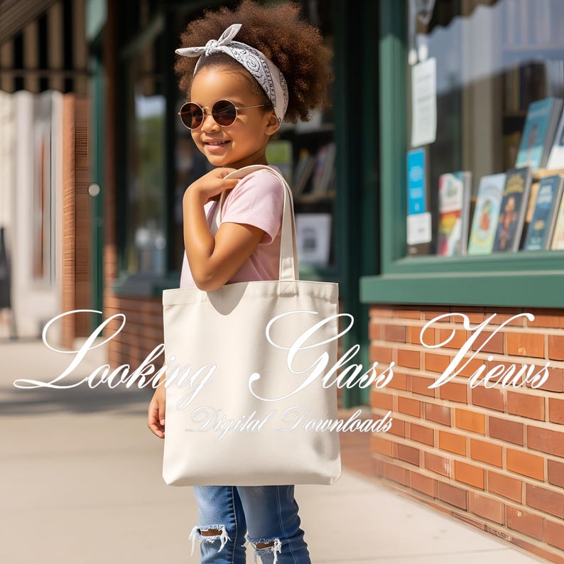 Literary Girl Mockup African American Girl Tote Mockup Black Girl Tote Bag Mockup Bookish Tote Mockup Kids Back to School Canvas Tote Mockup