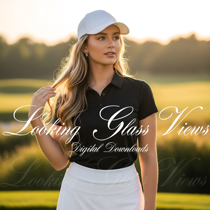 Woman's Black Polo Shirt Mockup Pique Polo Shirt Gildan 64800 Mockup Womens Golf Shirt Mockup Golfer Mockup