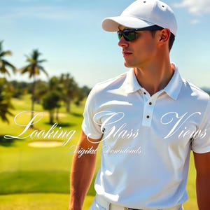 Mockup de camisa polo Port Authority K500 Mockup de camisa de golfe Mockup de camisa polo masculina Printify Sport-Tek ST650 Mockup Printful K500 Mockup de polo branco