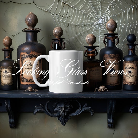 Halloween Mug Mockup Gothic Mug Mockup Witchy Mug Mockup Fall 11oz White Ceramic Mug Spooky Mug Mockup Dark Aesthetic Mug Vintage Mug Mockup
