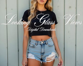 Crop Top Mockup Black Crop Top Mockup Next Level 5080 Mockup Y2K Baby Tee Mockup Champion T453W Mockup Bella Canvas 8882 Mockup 90s Mockup