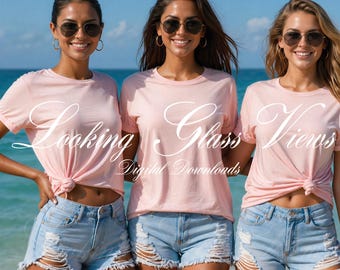 Bachelorette Party Mockup Women's Pink T-Shirt Mockup Summer Beach Girls Trip Mockup Best Friends Bridal Party Mockup