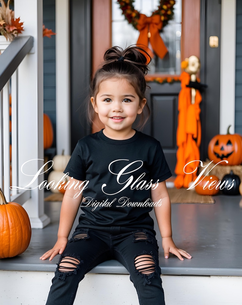 Kids Halloween T Shirt Mockup Toddler Black Tee Mockup Rabbit Skins 3321 Mockup Fall Toddler Shirt Mockup Lifestyle Trick or Treat Mockup